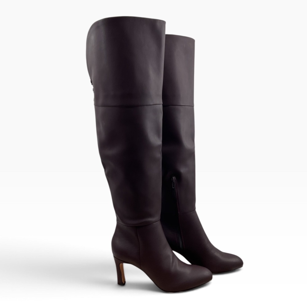 Madden girl Womens Burgundy Faux Leather Over The Knee Stiletto Boots 8.5M